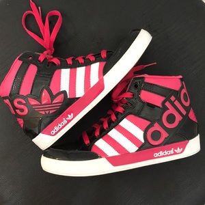 Adidas | pink retro hightop shoes